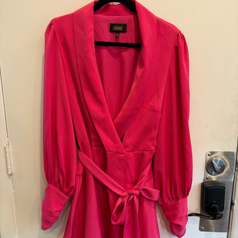 Karl Lagerfeld Paris Wrap Dress - Ruffle Hem, Hot Pink, 12